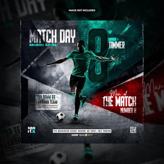 Fußballspieler Social-Media-Post oder Flyer-Promotionsvorlage