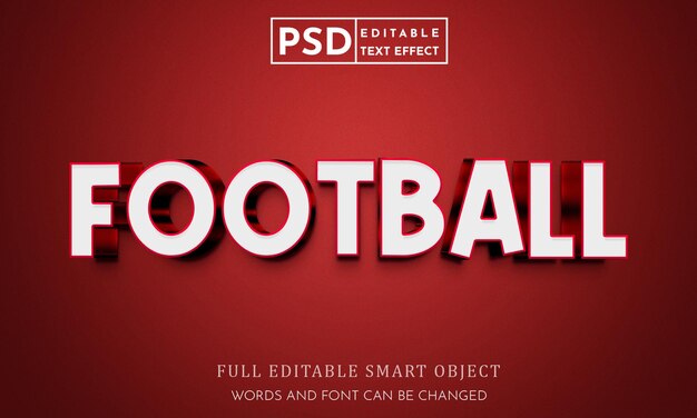 PSD fútbol 3d efecto de texto editable premium psd