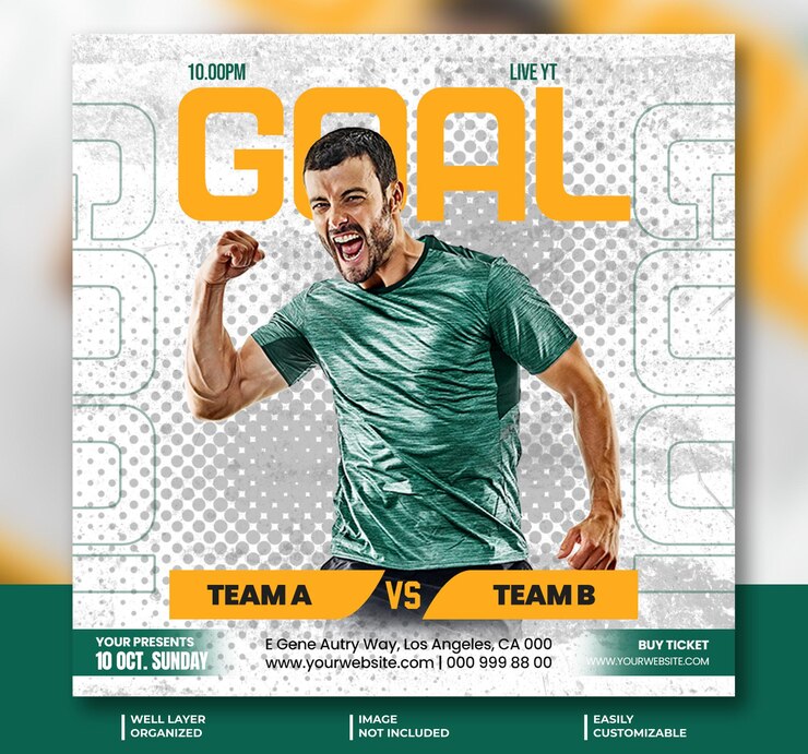 Futebol americano Sports mídia social post design de banner ou modelo de panfleto de evento de futebol