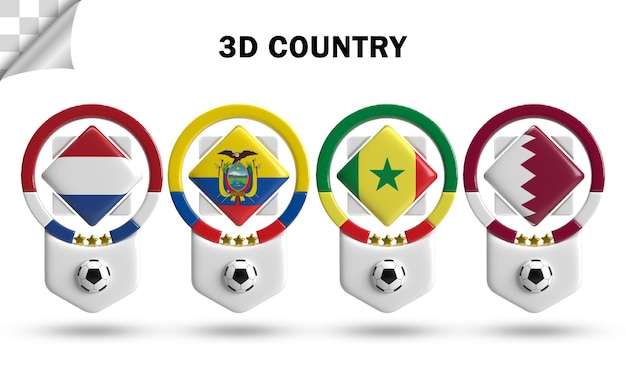 futebol da equipe do país 3d