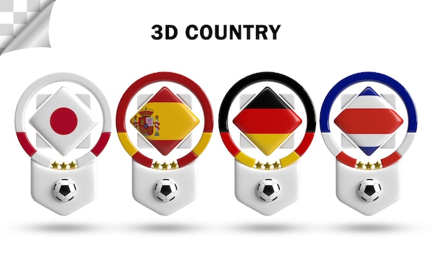 futebol da equipe do país 3d