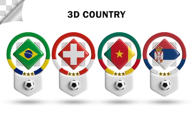futebol da equipe do país 3d