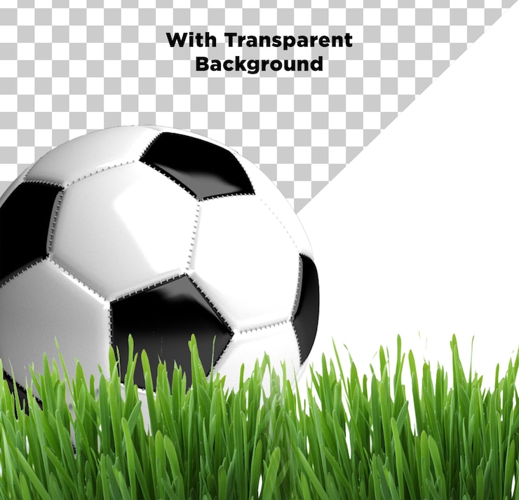 PSD futebol em campo de grama isolado em fundo transparente