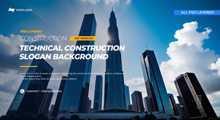 PSD future city technology architecture magazine poster cover psd full layered template