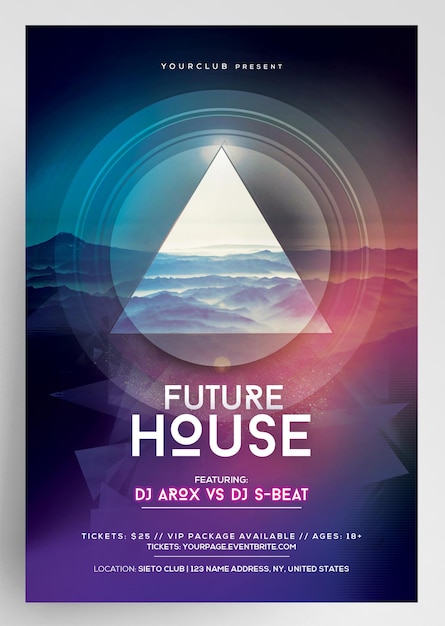 PSD future house futuristischer dj-party-event-flyer