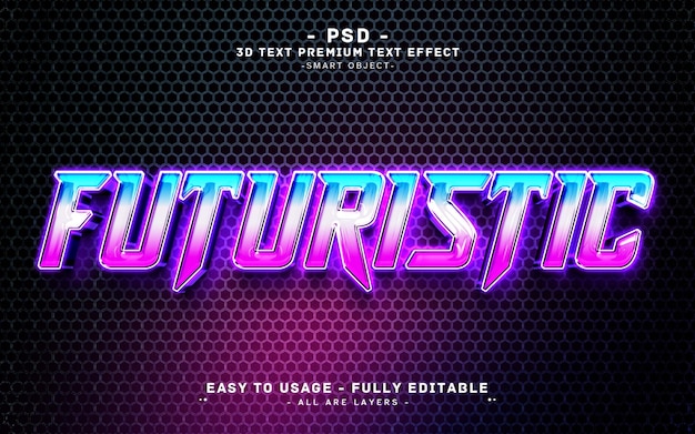 Futurista brilhante 3D editável Photoshop efeito de texto premium