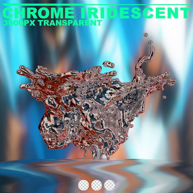 futurista cromo líquido iridescente forma metálica abstracta renderizado en 3D
