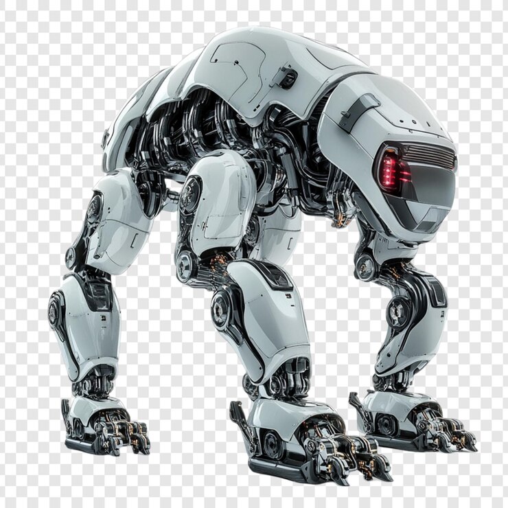 PSD futurista robótico cuadrúpedo diseño de tecnología avanzada blanco gris metálico