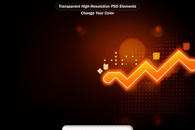 PSD futurista señal roja tendencia de caída hacia abajo gráfico de flecha transformación digital