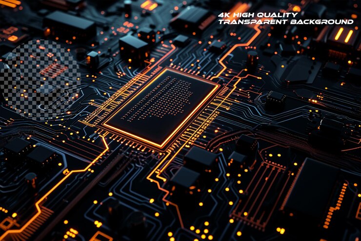 PSD futuristic circuit board concept on transparent background