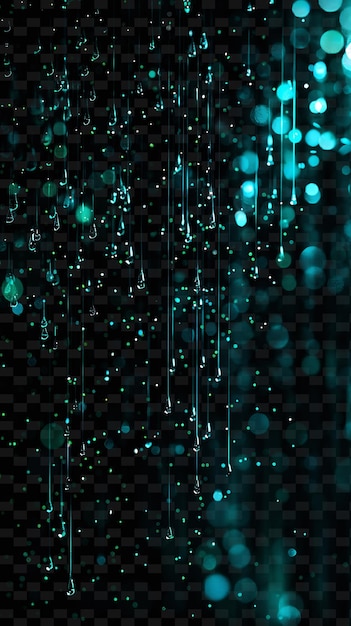 PSD futuristic glowing cyber rain with digital particles and blu png neon light effect y2k collection