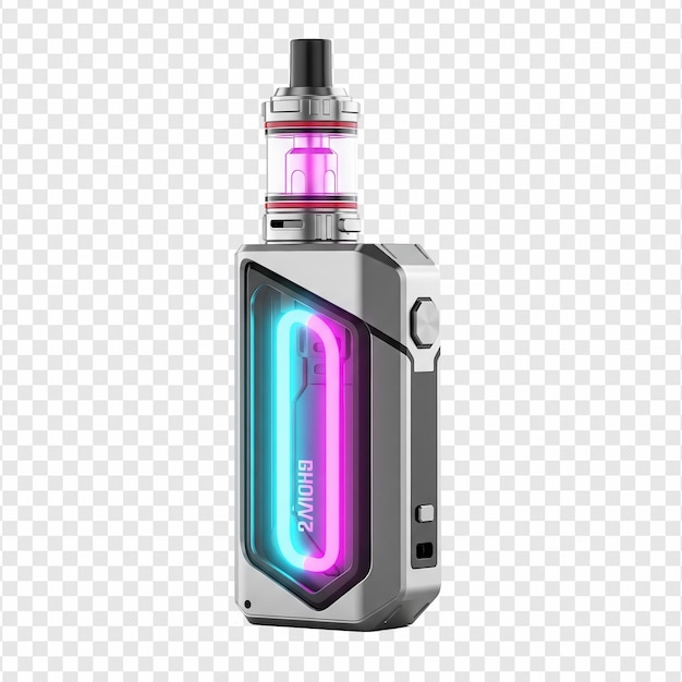 Futuristic Silver Vape with Neon LED Illumination
