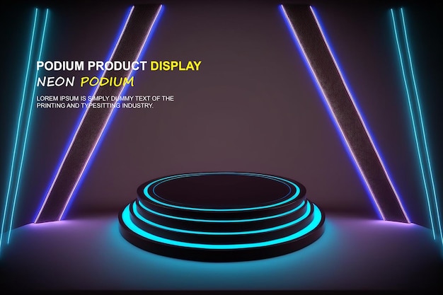 Futuristické pódium, prezentace produktu s neonovým osvětlením