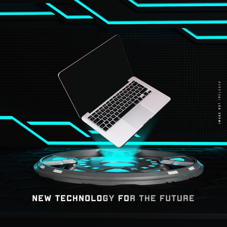 PSD futuristico scifi podio neon