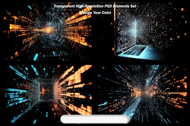 Futuristische digitale Netzwerkelemente in hochauflösendem PSD-Set