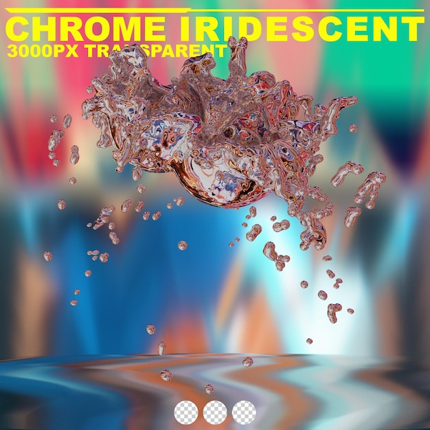 Futuristische flüssigchrom-irideszenz abstrakte metallische form 3d-rendering