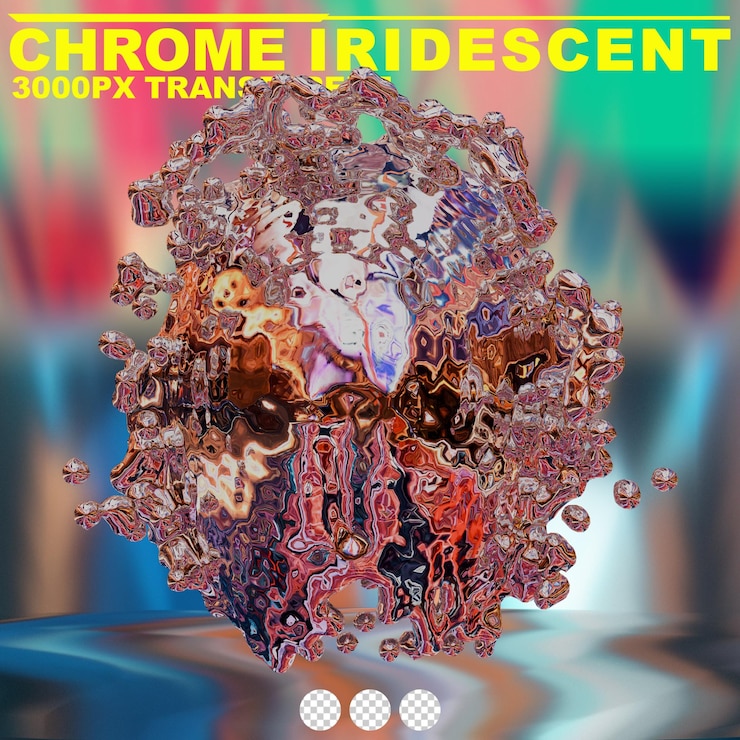 PSD futuristische flüssigchrom-irideszenz abstrakte metallische form 3d-rendering