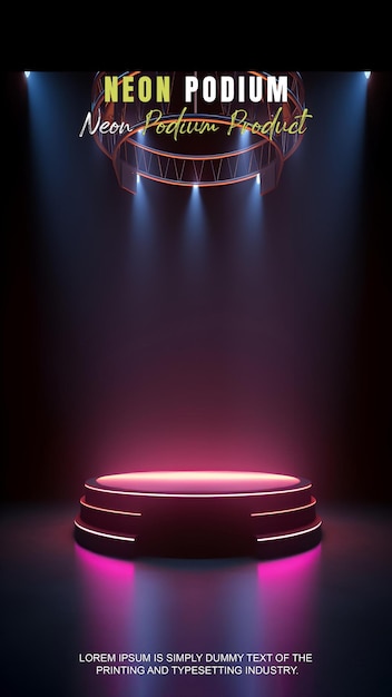 PSD futuristische geschichte podium bühne display mockup produktpräsentation mit neonlicht szene produkt