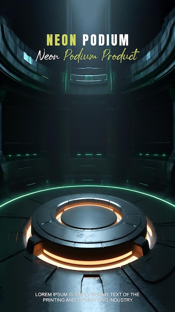 Futuristische Geschichte Podium Bühne Display Mockup Produktpräsentation mit Neonlicht Szene Produkt