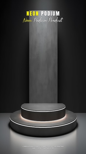 Futuristische Geschichte Podium Bühne Display Mockup Produktpräsentation mit Neonlicht Szene Produkt