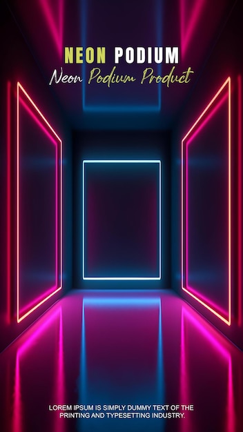 Futuristische Geschichte Podium Bühne Display Mockup Produktpräsentation mit Neonlicht Szene Produkt