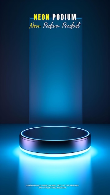 Futuristische Geschichte Podium Bühne Display Mockup Produktpräsentation mit Neonlicht Szene Produkt
