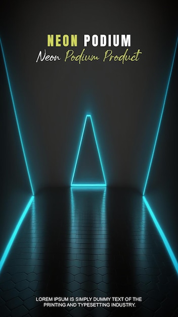 Futuristische Geschichte Podium Bühne Display Mockup Produktpräsentation mit Neonlicht Szene Produkt