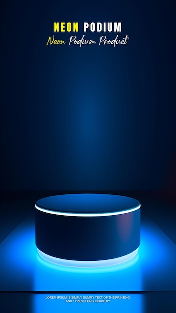 Futuristische Geschichte Podium Bühne Display Mockup Produktpräsentation mit Neonlicht Szene Produkt