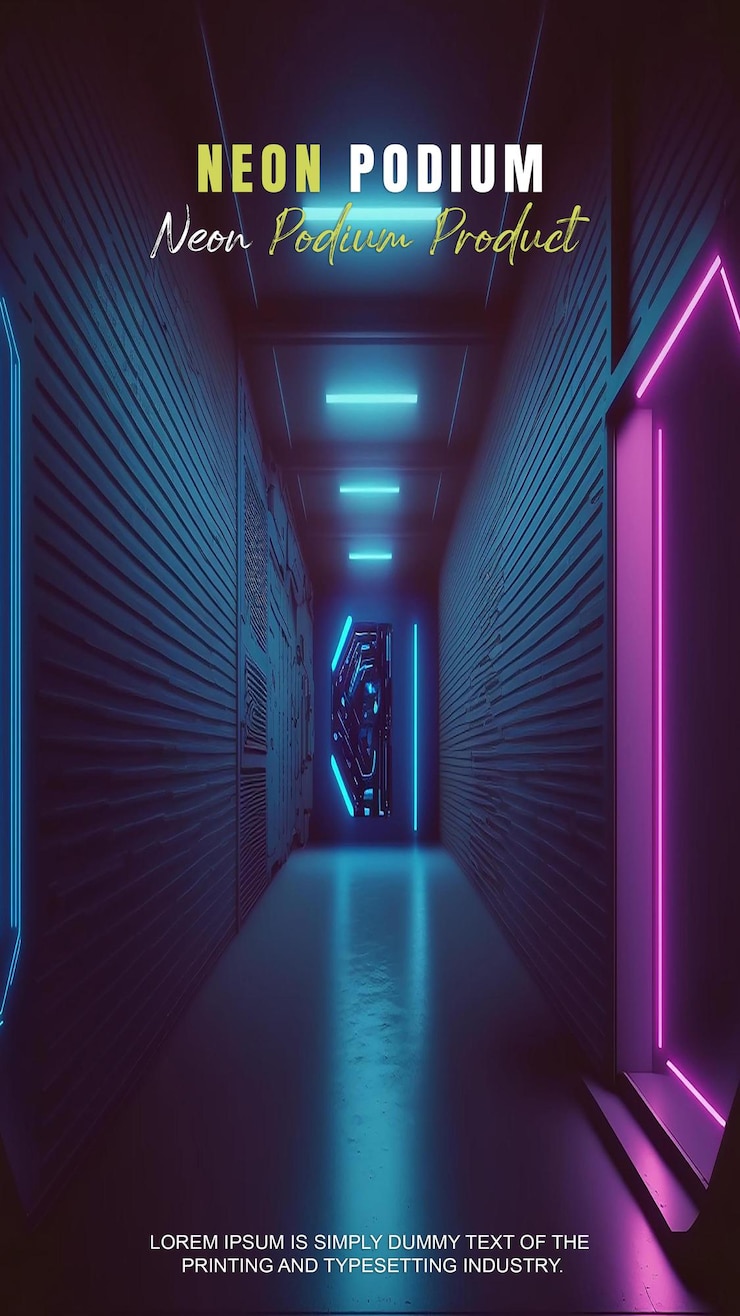 PSD futuristische geschichte podium bühne display mockup produktpräsentation mit neonlicht szene produkt