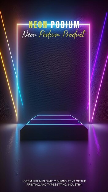 PSD futuristische geschichte podium bühne display mockup produktpräsentation mit neonlicht szene produkt