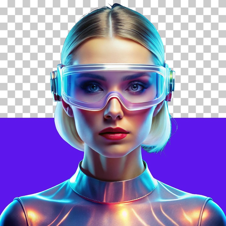 PSD futuristische modewoman mit vr-brille