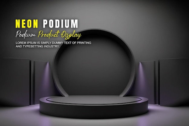 Futuristische Podiumsvorführung Produktpräsentation mit Neonlicht-Szene Produkt-Dispaly