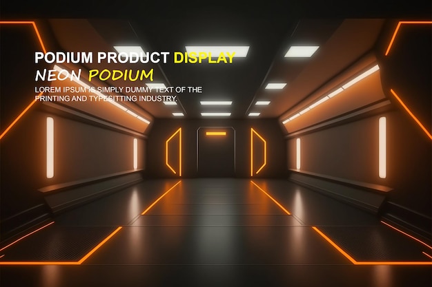 Futuristische Podiumsvorführung Produktpräsentation mit Neonlicht-Szene Produkt-Dispaly