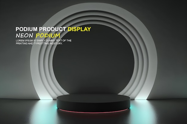 Futuristische Podiumsvorführung Produktpräsentation mit Neonlicht-Szene Produkt-Dispaly