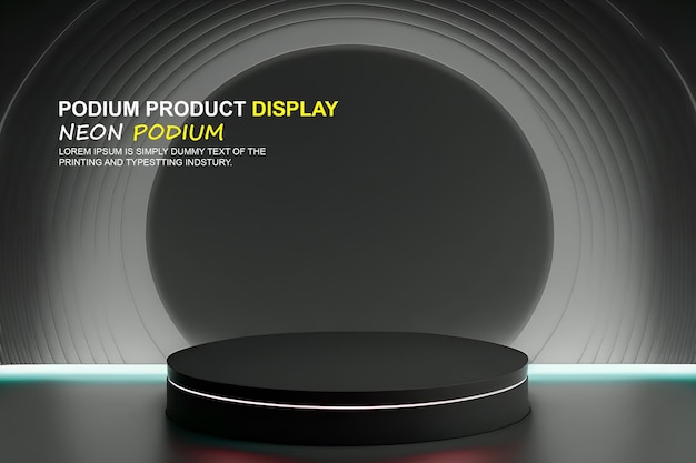 Futuristische Podiumsvorführung Produktpräsentation mit Neonlicht-Szene Produkt-Dispaly