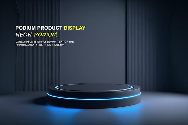 Futuristische Podiumsvorführung Produktpräsentation mit Neonlicht-Szene Produkt-Dispaly