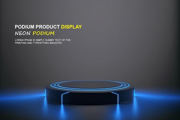 Futuristische Podiumsvorführung Produktpräsentation mit Neonlicht-Szene Produkt-Dispaly