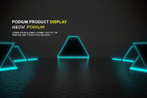 Futuristische Podiumsvorführung Produktpräsentation mit Neonlicht-Szene Produkt-Dispaly