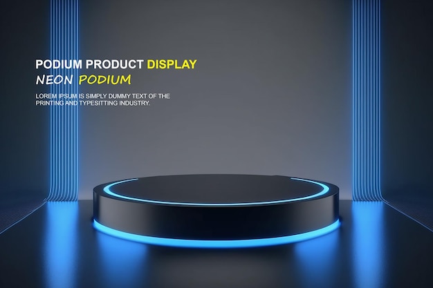 Futuristische Podiumsvorführung Produktpräsentation mit Neonlicht-Szene Produkt-Dispaly