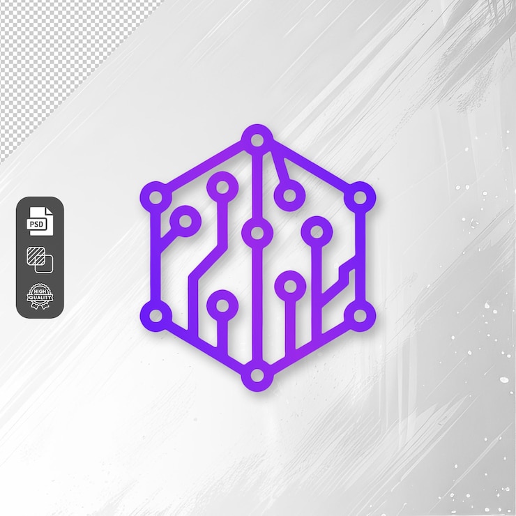 PSD futuristische sechseckige leiterplatten-logo png transparent