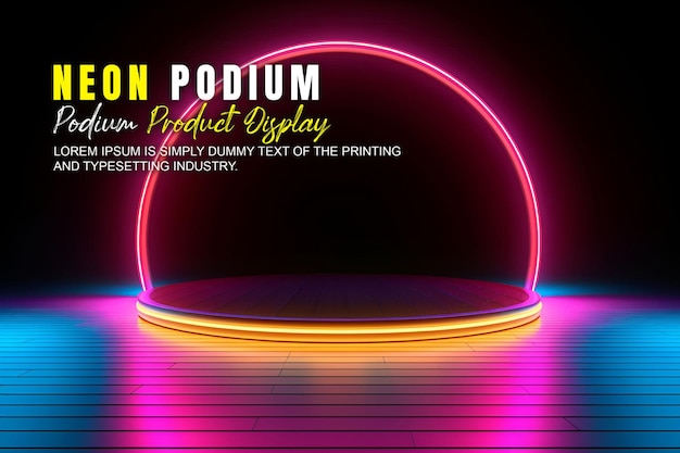 Futuristische Szene Podium Bühne Produktdisplay Mockup Produktpräsentation mit Neonlicht Szene