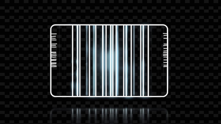 PSD futuristisches barcode-zeichen mit einem barcode-geformten brettrahmen de y2k-form kreatives schilddekor