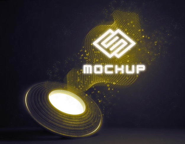 Futuristisches Logo-Mock-up in hellen Lichtern