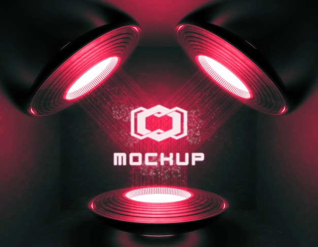 Futuristisches Logo-Mock-up in Neonlicht