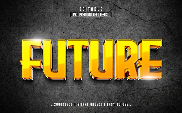 Futuro estilo de efeito de texto editável em 3D