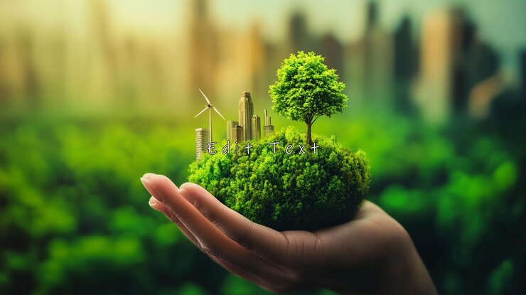 PSD el futuro sostenible de la ciudad verde en la mano