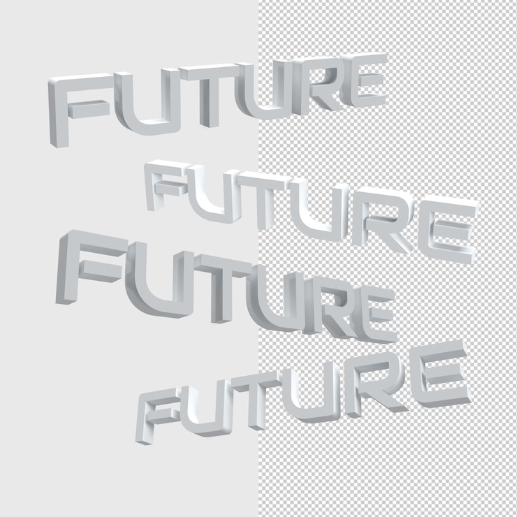 PSD futuro texto alfabeto conjunto 3d render ilustración