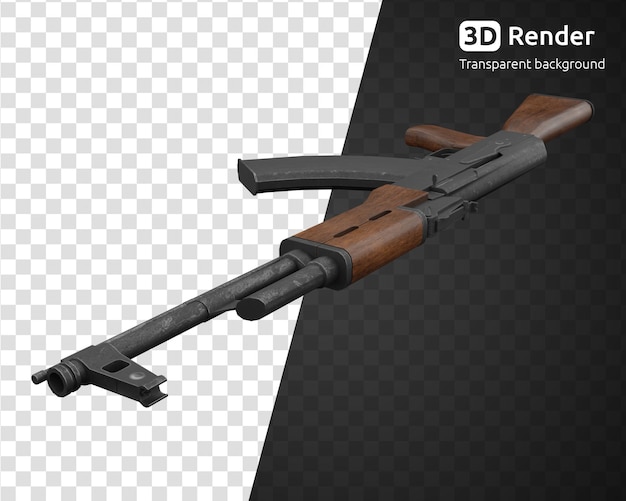 PSD fuzil kalashnikov renderização 3d isolado