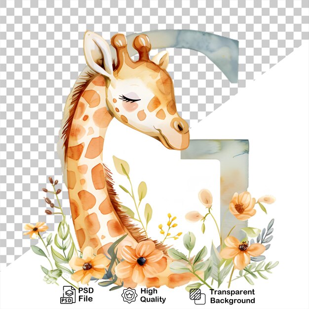 PSD g-buchstabe mit giraffe auf durchsichtigem hintergrund einschließlich png-datei