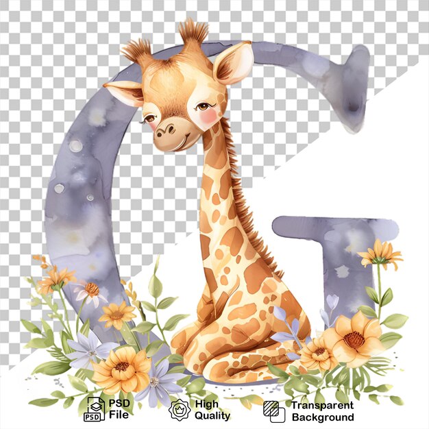 PSD g-buchstabe mit giraffe auf durchsichtigem hintergrund einschließlich png-datei